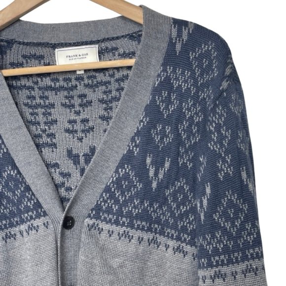 FRANK & OAK | Men's Gray & Blue Button Front Cardigan | Size L - Picture 4 of 11